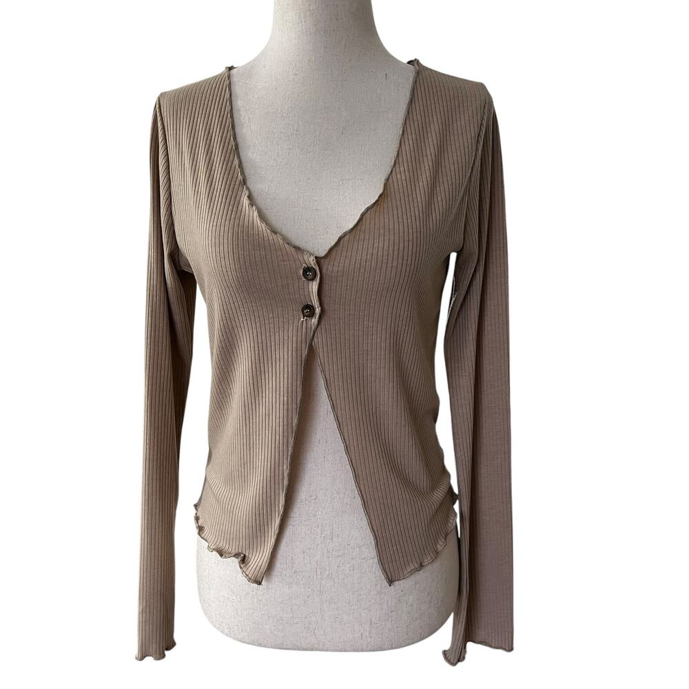 Caution To The Wind Brown Knit Cardigan Women Sweater Size Medium | 63-8